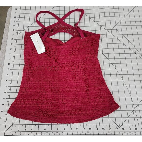 NWT Island Escape 8 Aloha Tankini Lace Crochet Raspberry Halter Swim Top 86873 - Picture 3 of 3